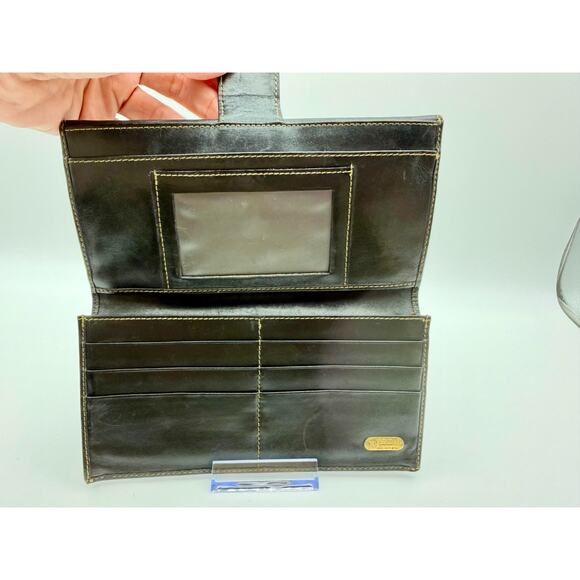 FENDI Pequin Stripe Continental Long Wallet Black Leather Vintage Authentic COA - Picture 7 of 16